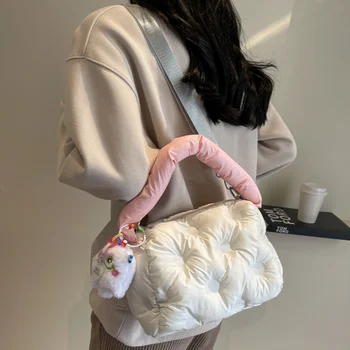 2023 Френски надолу подплатени чанти за рамо пространство памук дами чанта луксозен дизайнер буфер малък мъкна жени мода crossbody чанти
