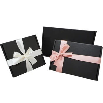  5pcs / 10pcs / черна малка кутия за опаковане на подаръци Крафт хартиена кутия Цветна опаковка перука / T риза празна 3-слойна гофрирана кутия на едро