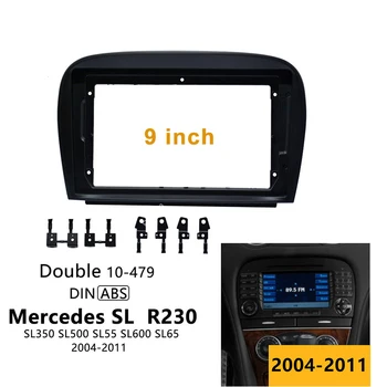 9 инчов автомобил фасция за Mercedes SL R230 SL350 SL500 SL55 SL600 SL65 2004-2011 Double Din Car Frame Dashboard Audio Fitting Panel