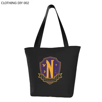 Kawaii Отпечатано сряда Addams Nevermore академия пазарска чанта за многократна употреба платно рамо купувач чанта