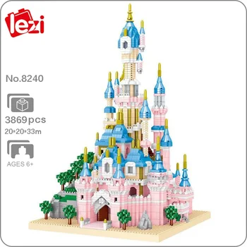 Lezi 8240 Световна архитектура Париж Dream Castle Palace Garden Мини диамантени блокове тухли сграда играчка за деца подарък не кутия