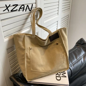 Simple New Shopper Travel Handbag Women's Canvas Korean Style Tote Bag 2023 Trend Чанти за рамо с голям капацитет Дамски чанти