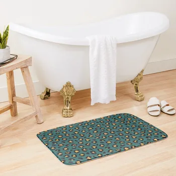 Teal and Mustard Leopard Bath Mat Quick-Drying Баня Тоалетна Етаж Модерни аксесоари за баня Mat
