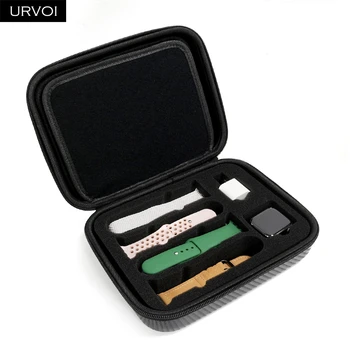URVOI Портфолио от часовници за Apple Watch лента Въглеродни влакна зърно найлон кутия каишка чанта за съхранение показва кадифе вътрешна колекция