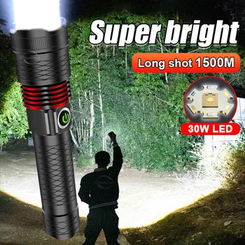 Най-мощният LED фенерче акумулаторна тактическа LED горелка USB висока мощност светкавица супер ярък фенер дълъг изстрел ръчна лампа