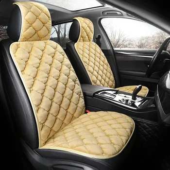 Топло зимно столче за кола Cover Flocking Cloth Възглавница за столче за кола Плюшен велур за седан SUV MPV 2 предни седалки Auto Seat Cover Keep